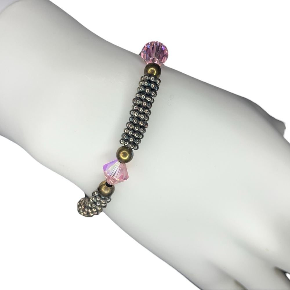 Beautiful Beaded Bracelet Sterling Silver Purple Jewel